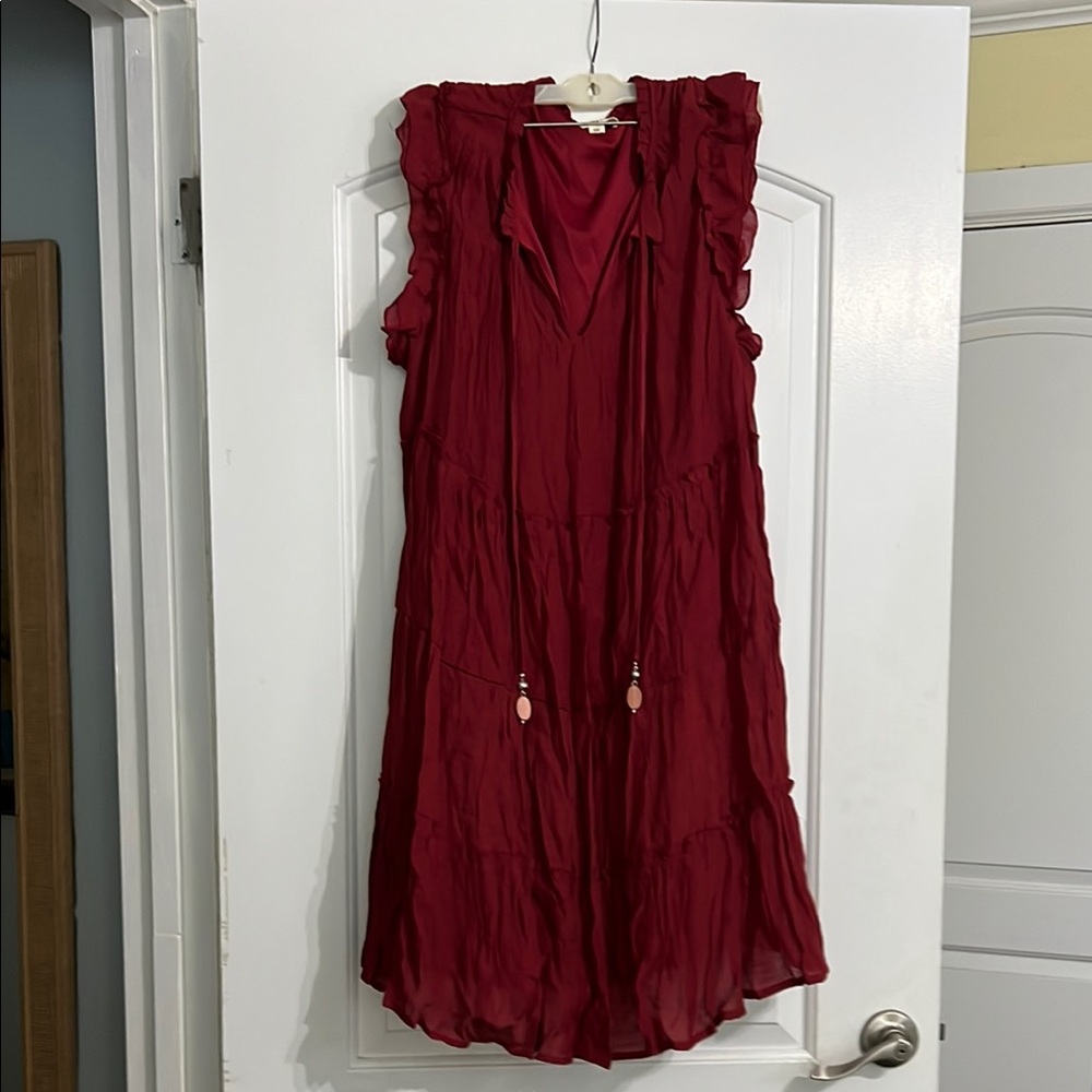 Red Ruffled Tie Front Mini Sundress